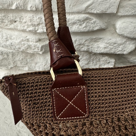 EUC The Sak large brown bucket lined crochet tote beach bag - Picture 6 of 8